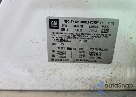 2019 Chevrolet Trax 1Lt from USA, damaged, VIN KL7CJLSB5KB855212